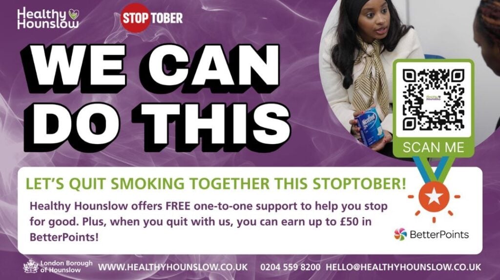 Support Healthy Hounslow’s Stoptober campaign 2025 5 stop for good 1